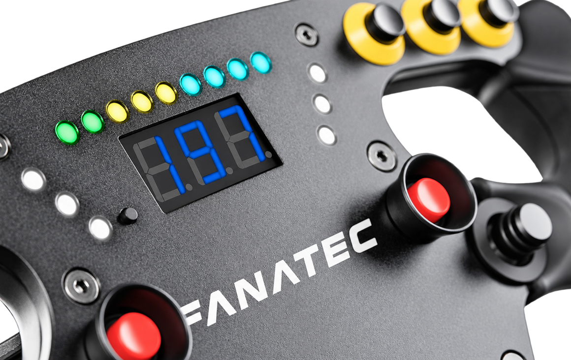 Display and controls of the Fanatec F1 Esports V2 steering wheel
